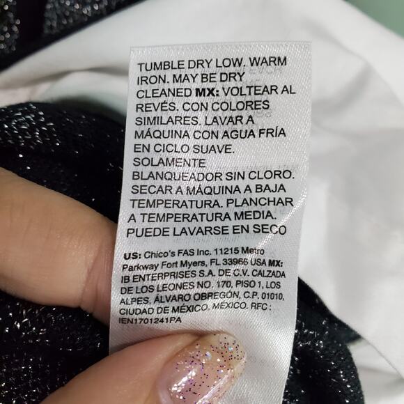 Chicos Womens Knit Woven Ribbon Print Pullover Sweater Size 2 Large - Picture 5 of 6